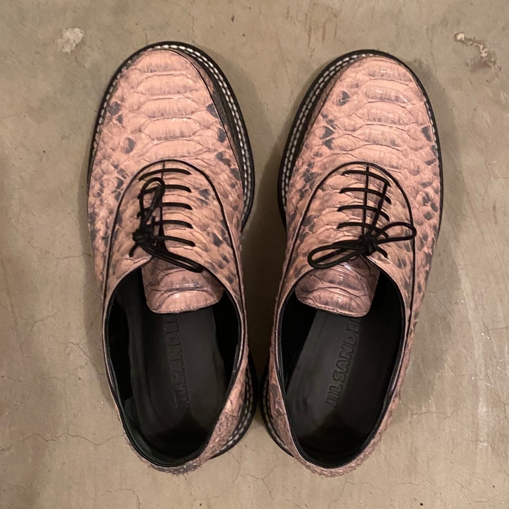 Authentic Jil Sander 40mm Platform Python & Leath… - image 1